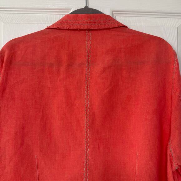Sigrid Olsen Women's100%Linen Orange Embroidered Beaded Long Sleeve Top 1X - Picture 16 of 16